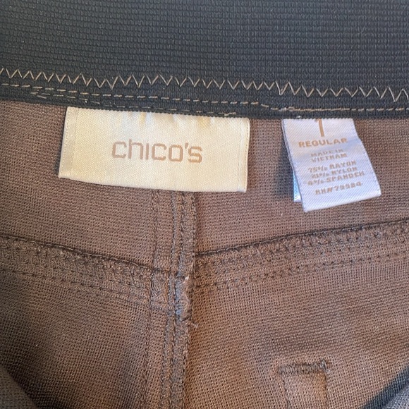Chicos Size 1 Women’s Pants Brown Cropped Zipper Fly 10” Rise EUC Some Stretch - Picture 5 of 10